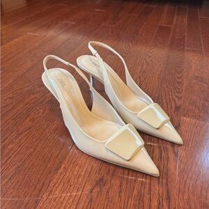 Zara Cream Slingback Heels